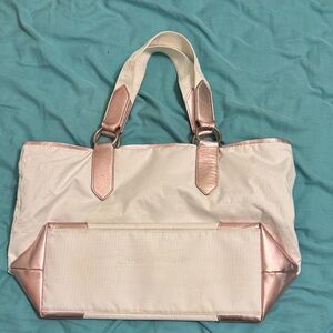 Elegant White and Pink Tote Bag